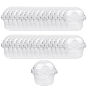 50 Pack 150ml Clear Plastic Dessert Cups with Dome Lids - No Hole