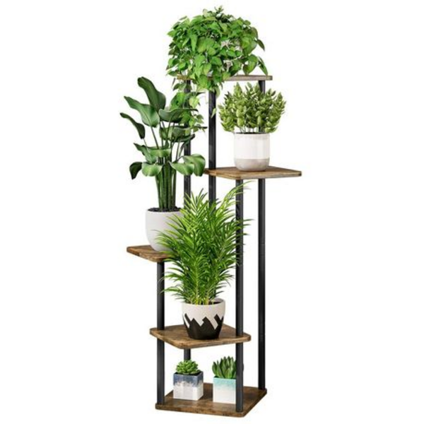 5 Tier Plant Stand - Metal & Wood (MDF) Standing 106CM Tall - Image 4