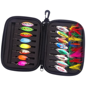 Rainbow Spinner Lures with Hard Case - 16 Piece
