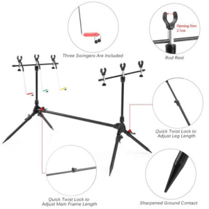 Carp Fishing 3-Rod Pod With Bag & Swinger Indicators - Image 2