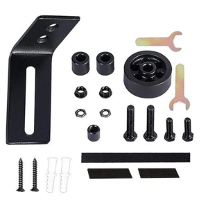 Adjustable Sliding Barn Door Floor Guide - Felt-Lined Roller & Post (Black) - Image 5