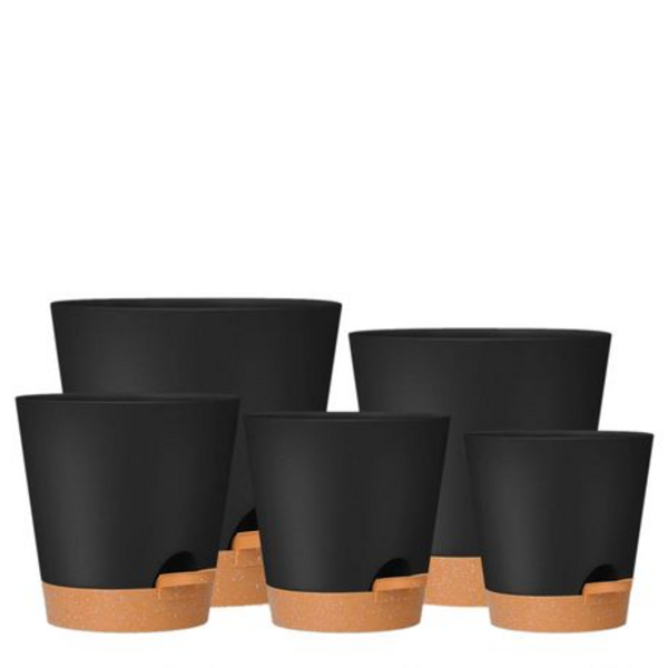 5-Piece Self-Watering Plant Pot Set- 12.7-17.8cm - Detachable Watering Tray