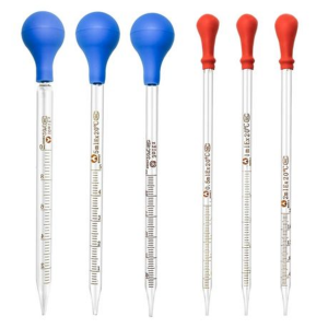 Graduated Glass Pipette Set with Bulbs - 0.5/1/2/3/5/10 ml (6-Piece)