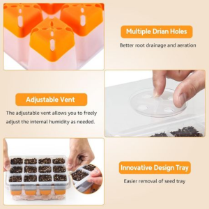 4 Pack Seed Starter Tray Kit with Silicone Bottoms & Humidity Control Vents
