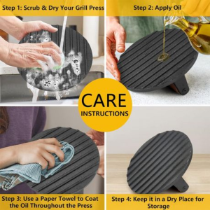 2 Pack Cast Iron Smashing Burger Press Set-Round and Rectangle - Image 8