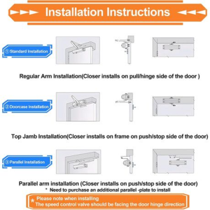 Adjustable Automatic Spring Hydraulic Door Closer for Commercial & Home Use - Image 4