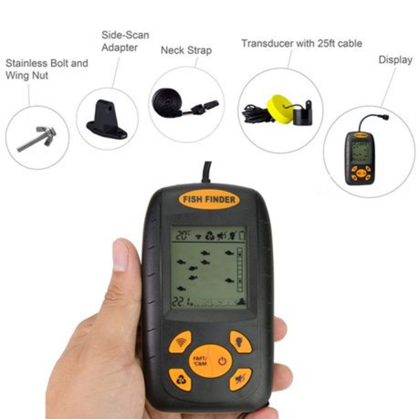 Wired Sonar Transducer & LCD Fish Finder Display