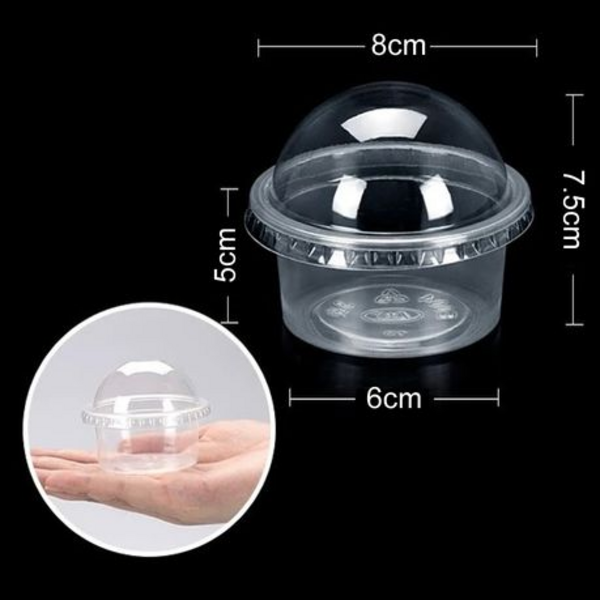 50 Pack 150ml Clear Plastic Dessert Cups with Dome Lids - No Hole - Image 3