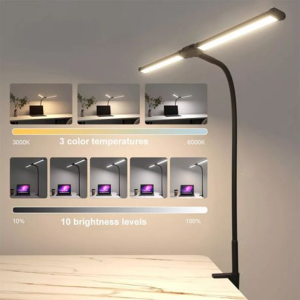 Flexible Double Head USB Desk Clamp LED Lamp - 3 Colour Modes, Dimmable - Image 6