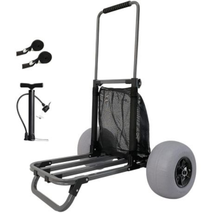 Collapsible Beach Trolley Cart with Tie-Down Straps, Pump & Mesh Bag.