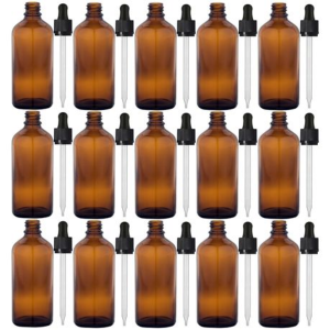15-Pack 100ml Amber Glass Dropper Bottles with Pipettes