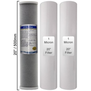 20-inch Replacement Big Blue Filter Set - 3 Piece (2x 1 Micron PP & 1x Carbon) - Image 4