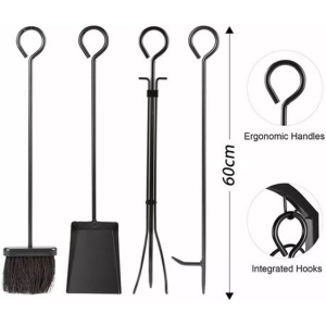 Designer Log Holder With 4 Piece Fireplace Toolset