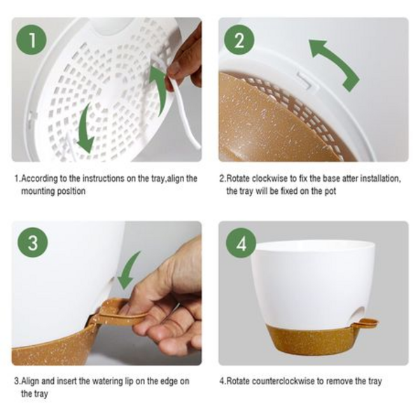 25.5cm Self-Watering Plant Pots with Drainage Tray - 2 Pack - Image 6