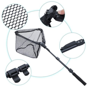 Telescopic Rubber Coated Landing Net (Foldable) - Black - Image 4