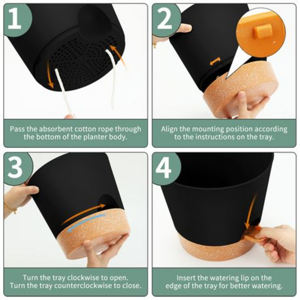 3PCS Self-Watering Planters with Removable Drainage Tray - 25cm, 23cm, 20cm - Image 18