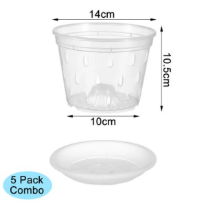 5pcs Clear Plastic Orchid/Aroid Pot & Saucer Set (Chose Your Size) - Image 4