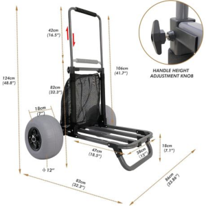 Collapsible Beach Trolley Cart with Tie-Down Straps, Pump & Mesh Bag. - Image 3