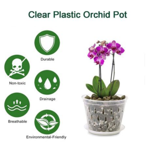 5pcs Clear Plastic Orchid/Aroid Pot & Saucer Set (Chose Your Size) - Image 3