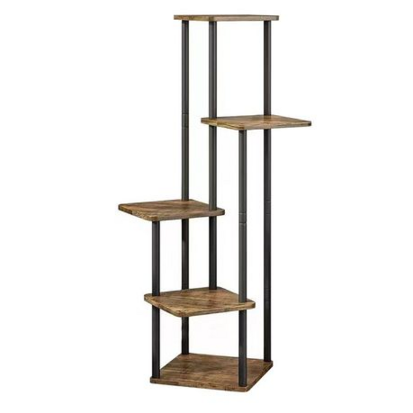 5 Tier Plant Stand - Metal & Wood (MDF) Standing 106CM Tall