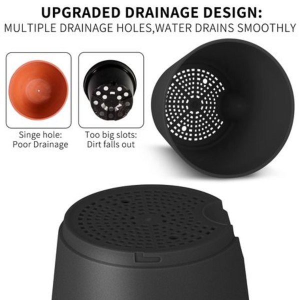 5-Piece Self-Watering Plant Pot Set- 12.7-17.8cm - Detachable Watering Tray - Image 5