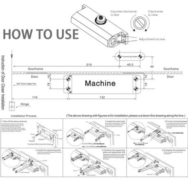 Automatic Hydraulic Door Closer Overhead Concealed Silent Slow Gate Closer - Image 4