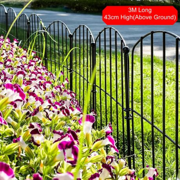 10-Piece Decorative Garden Border Fence - 3m Total Length, 43cm High, Metal - Image 3