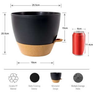 25.5cm Self-Watering Plant Pots with Drainage Tray - 2 Pack