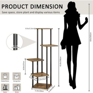 5 Tier Plant Stand - Metal & Wood (MDF) Standing 106CM Tall - Image 5