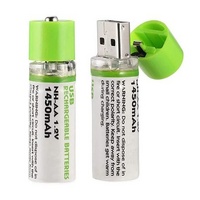2-Pack USB Rechargeable AA Batteries (1.2V 1450mAh)