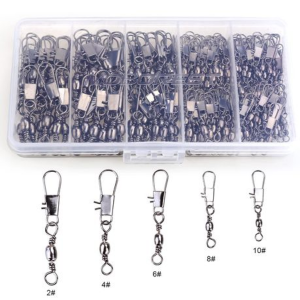500pcs Fishing Hooks with 200pcs Barrel Snap Swivels