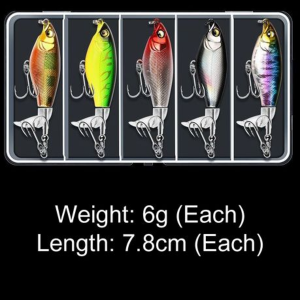 5 Piece Topwater Fishing Rapala Lure With Spinning Tail With BKK Hooks - Image 2
