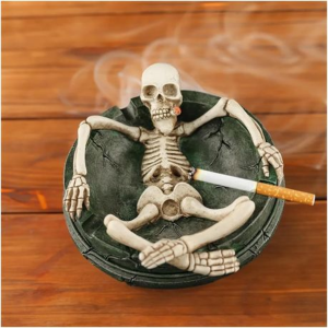 Skeleton Lounge Ashtray - Resin Novelty Cigarette Holder (12.5cm) - Image 2