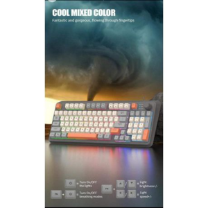 K82 Wired LED Gaming Keyboard With Rotatable Multimedia Function Keys - Grey, White - Image 6