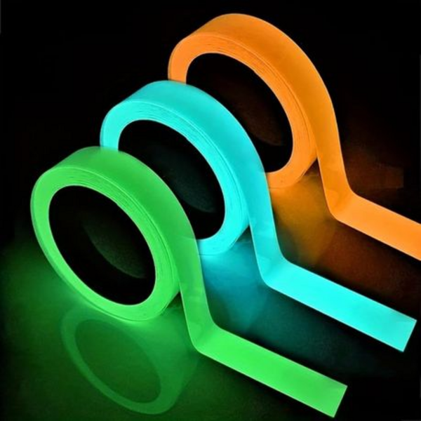 3-Pack Glow-in-the-Dark Tape (Green, Orange & Blue) - 18mm x 5m Each