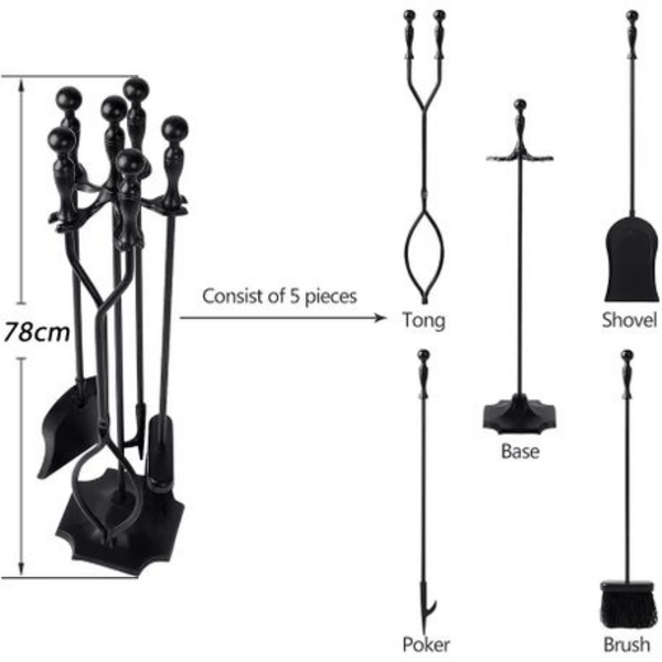 Elegant 5 Piece Fireplace Toolset