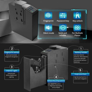 Biometric Handgun Safe With Quick Access Sliding Door & 6 Digit Keypad - Image 3