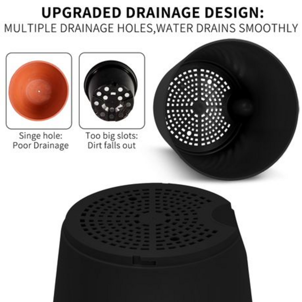 3PCS Self-Watering Planters with Removable Drainage Tray - 25cm, 23cm, 20cm