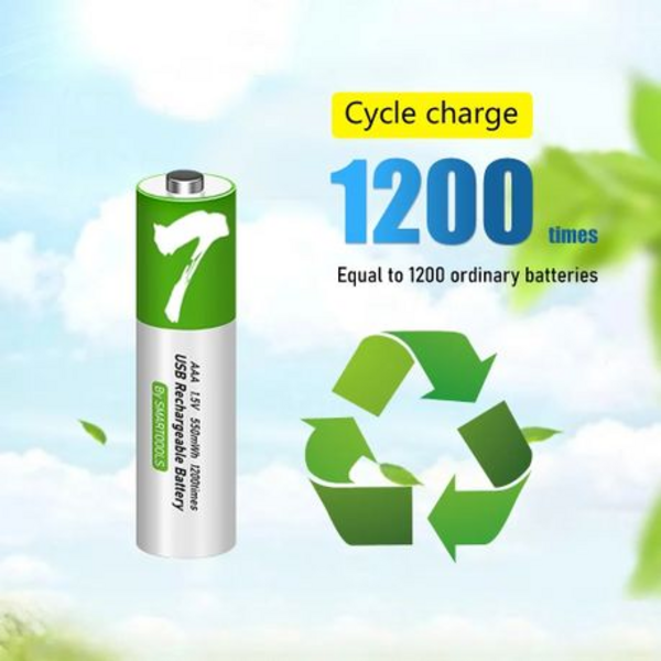 2-Pack SMARTOOOLS AAA USB Rechargeable Lithium Batteries - 750mWh(400mAh)