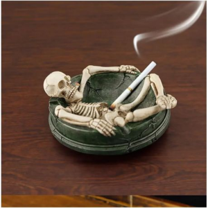 Skeleton Lounge Ashtray - Resin Novelty Cigarette Holder (12.5cm) - Image 3