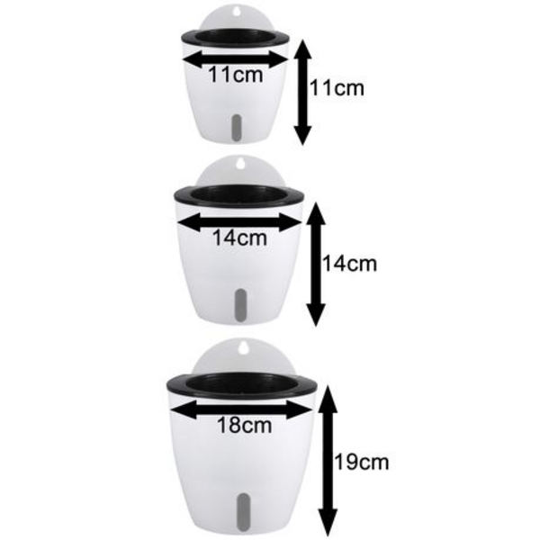 6 X Wall Hung Self Watering Plant Pots With Water Level Indicator Window