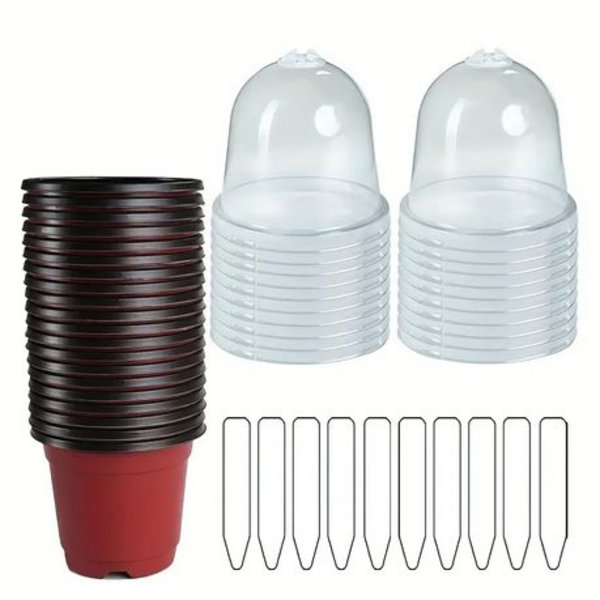 20 Piece Plant Propagation Domes with Pots & Plant Labels
