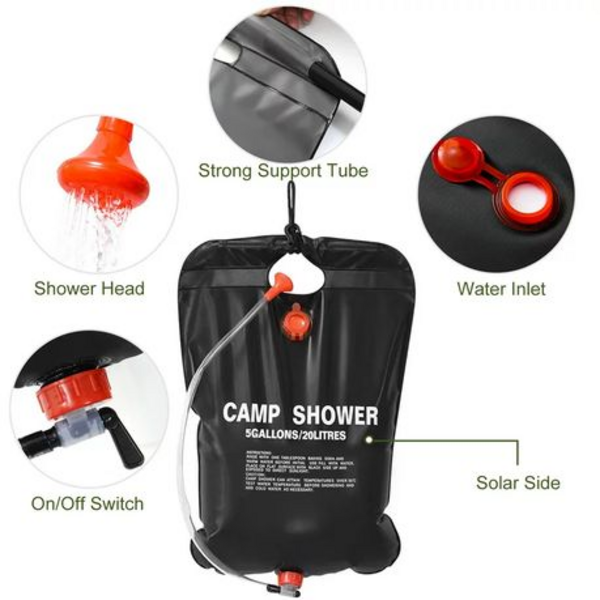 Pop-Up Camping Shower Tent With Toilet & 2 Sun Showers (150 x 150 x 190CM) - Image 5