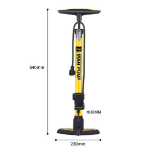 120PSI Alloy Floor Pump with Gauge Yellow - Image 3