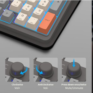 K82 Wired LED Gaming Keyboard With Rotatable Multimedia Function Keys - Grey, White - Image 4