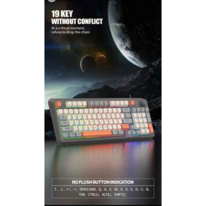 K82 Wired LED Gaming Keyboard With Rotatable Multimedia Function Keys - Grey, White - Image 2