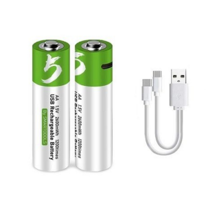 2-Pack SMARTOOOLS AA USB C Rechargeable Lithium Batteries - 2600mWh(1732mAh)