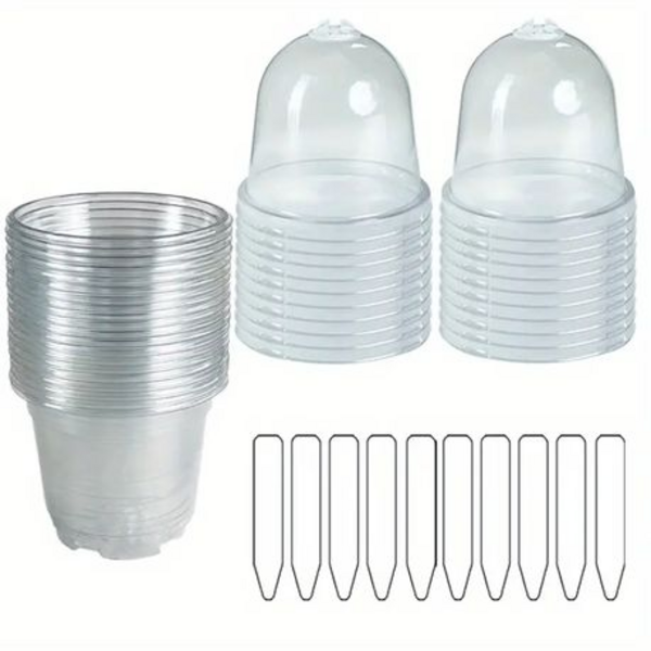 20 Piece Plant Propagation Domes with Pots & Plant Labels