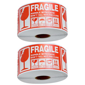 2x 300 Fragile Labels (2 Rolls, 600 Total Fragile Stickers)