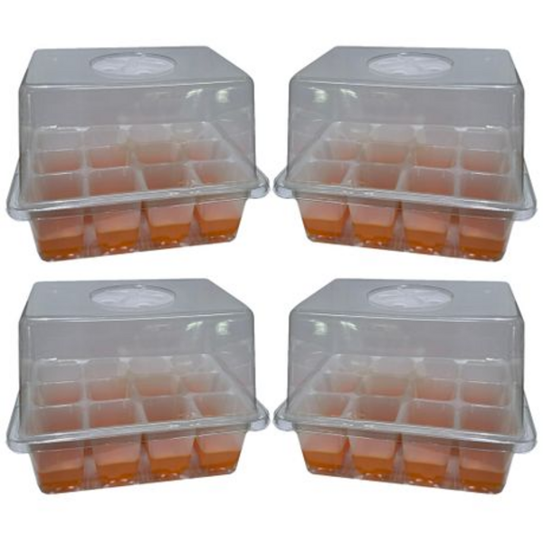 4 Pack Seed Starter Tray Kit with Silicone Bottoms & Humidity Control Vents